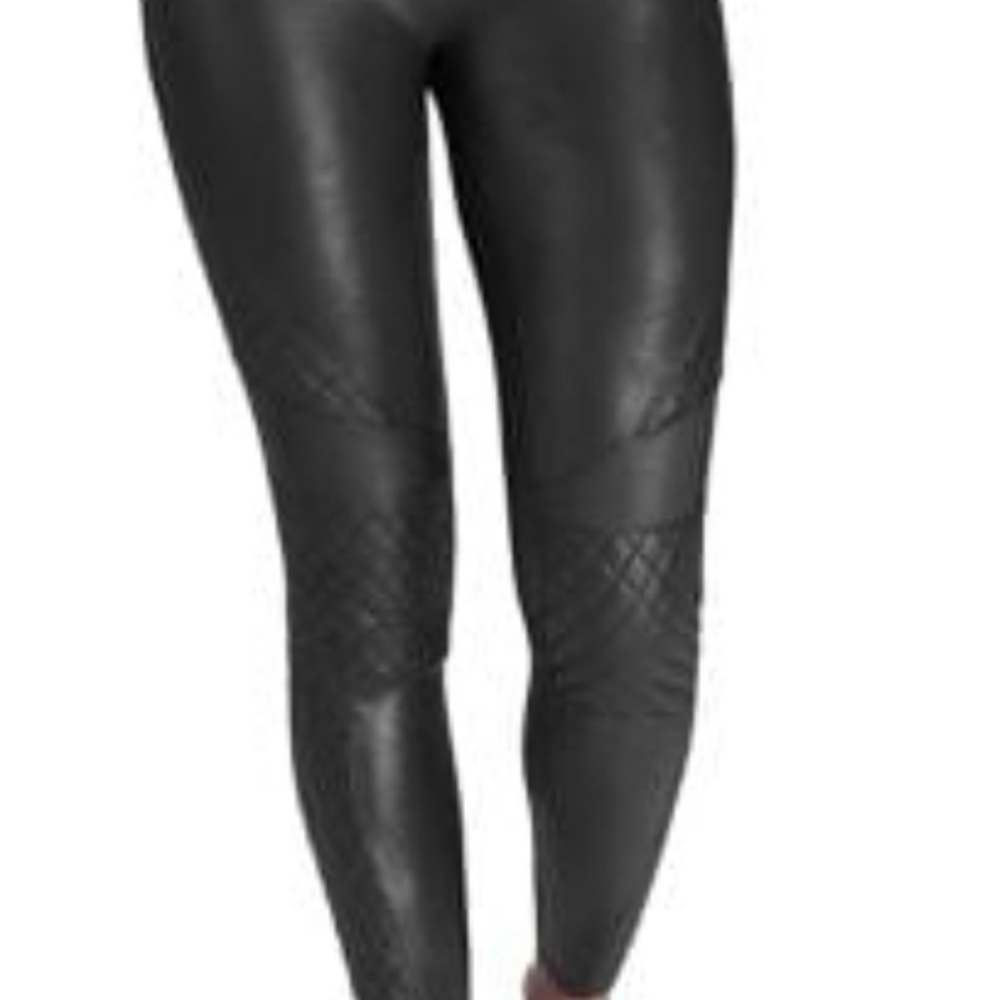 Spanx Medium leather quilted leggings- new